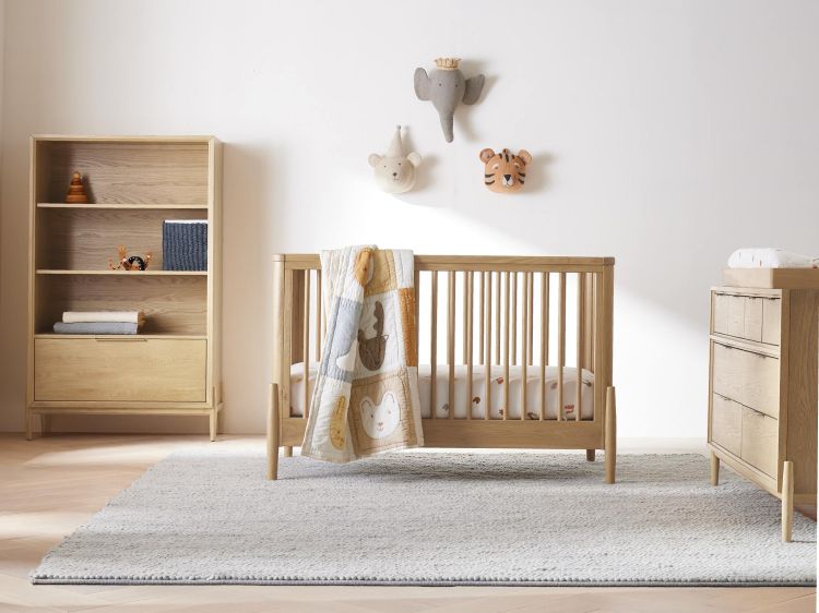 Bodie Natural Oak Wood Convertible Baby Crib + Reviews Crate & Kids