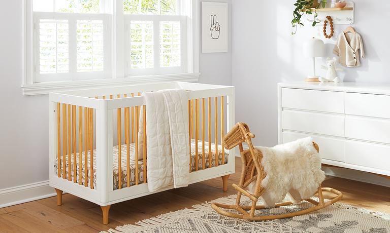 Natural wood shop crib nursery