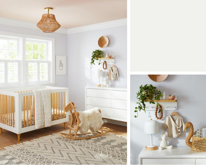 Gray, White & Natural Wood Baby Nursery