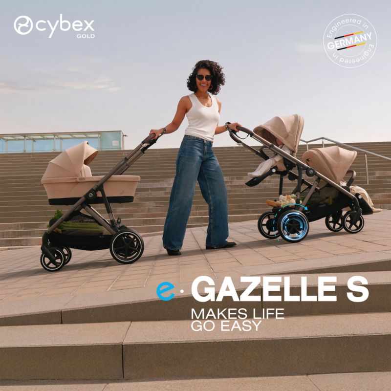 Cybex eGazelle S Moon Black with Silver Frame Baby Stroller + Cloud G Pro Travel System - image 2 of 11