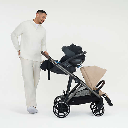 Cybex eGazelle S Almond Beige with Taupe Frame Baby Stroller + Cloud G Pro Travel System