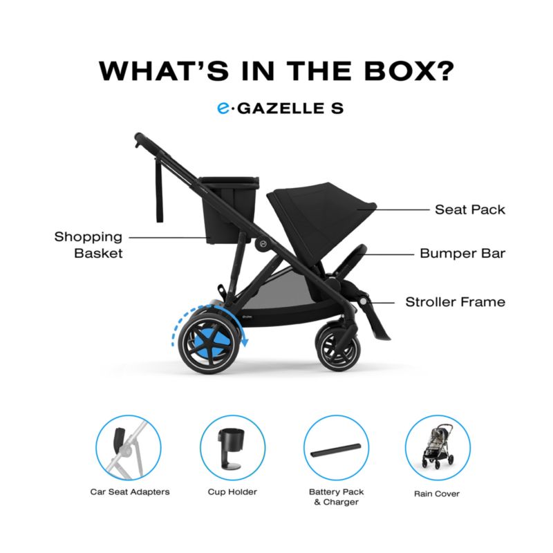 CYBEX Moon Black with Black Frame e-Gazelle S Modular Baby Stroller - image 9 of 11