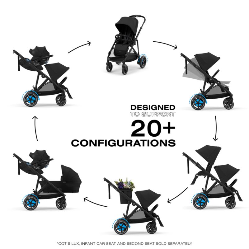 CYBEX Moon Black with Black Frame e-Gazelle S Modular Baby Stroller - image 10 of 11