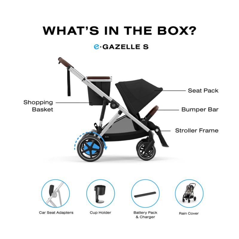 CYBEX Moon Black with Silver Frame e-Gazelle S Modular Baby Stroller - image 5 of 7