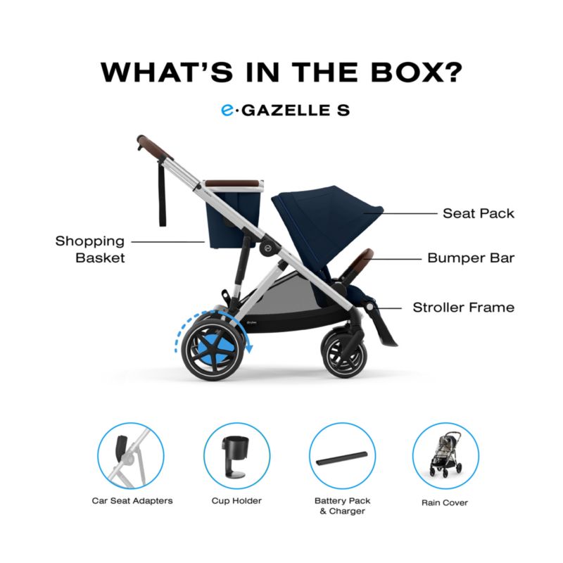 CYBEX Ocean Blue with Silver Frame e-Gazelle S Modular Baby Stroller - image 5 of 6