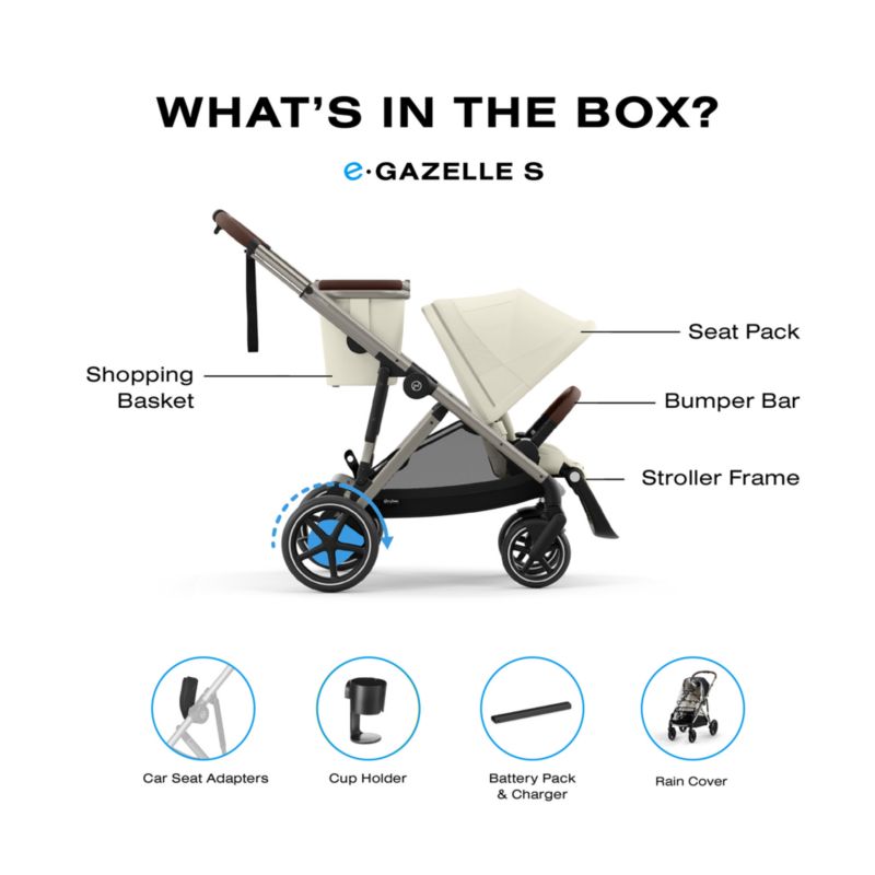 CYBEX Seashell Beige with Taupe Frame e-Gazelle S Modular Baby Stroller - image 5 of 7