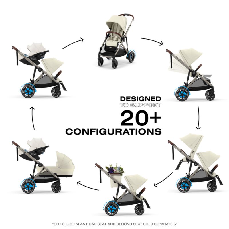 CYBEX Seashell Beige with Taupe Frame e-Gazelle S Modular Baby Stroller - image 6 of 7