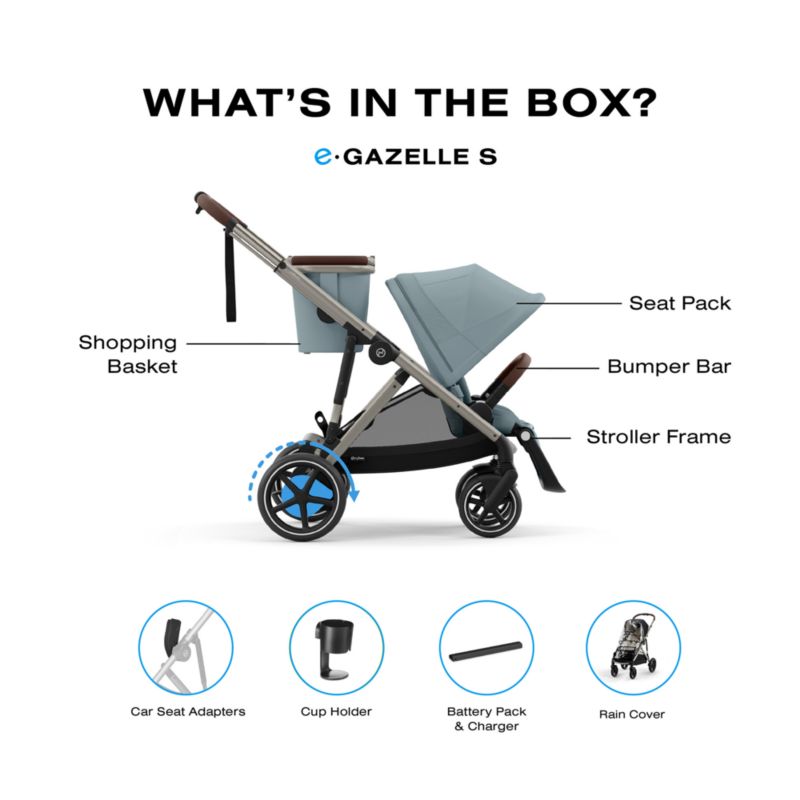 CYBEX Stormy Blue with Taupe Frame e-Gazelle S Modular Baby Stroller - image 5 of 7