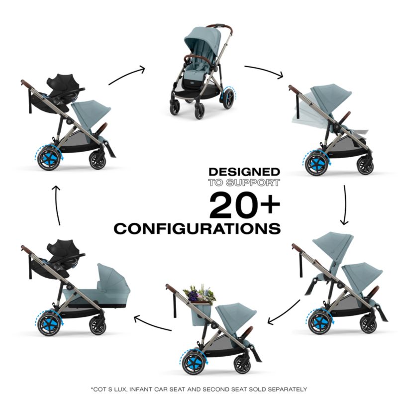 CYBEX Stormy Blue with Taupe Frame e-Gazelle S Modular Baby Stroller - image 6 of 7