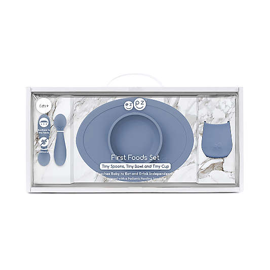 ezpz First Foods Baby Plate Set Indigo