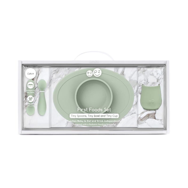 ezpz First Foods Baby Plate Set Sage