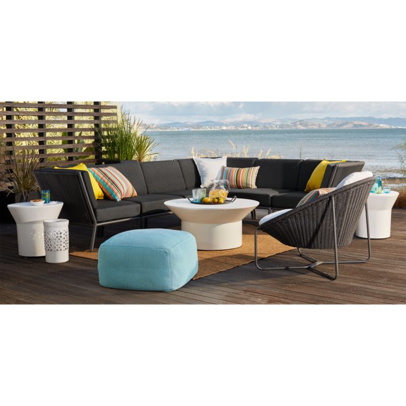 Morocco 62" Graphite Oval Outdoor Loveseat with White Cushion - image 7 of 17