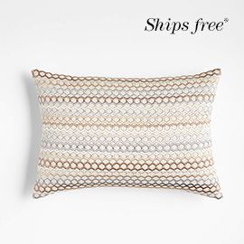 Lesha 18"x12" Embroidered Pure Cashmere Throw Pillow