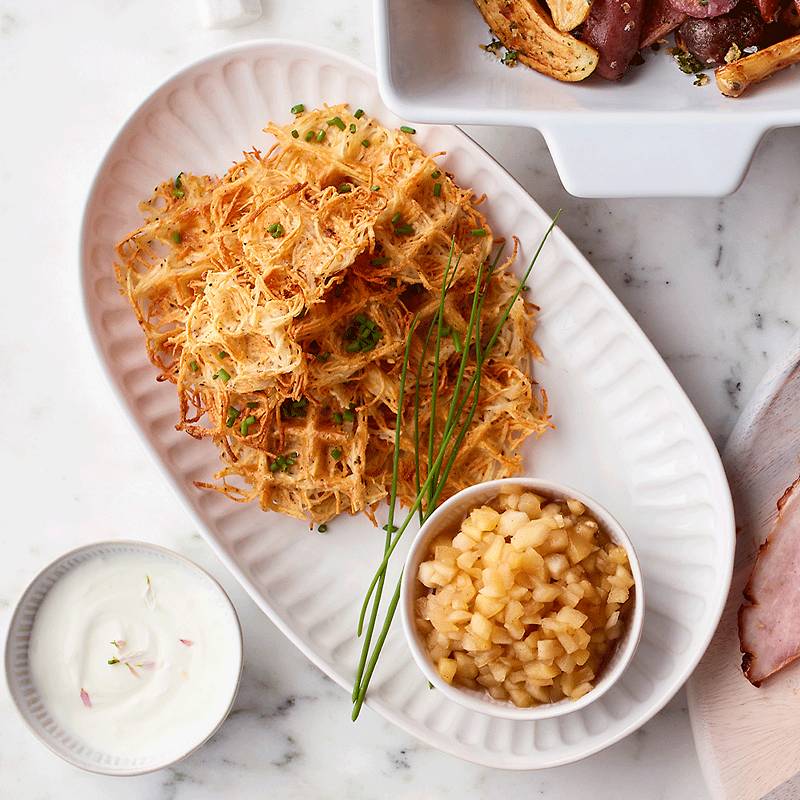 Waffle Potato Pancake with Applesauce Recipe