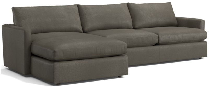 Lounge Leather 2 Piece Left Arm Chaise Sectional Sofa Crate Barrel