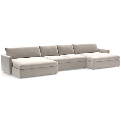 3 Piece Double Chaise Sectional Sofa, Sectional Vs Sofa With Chaise