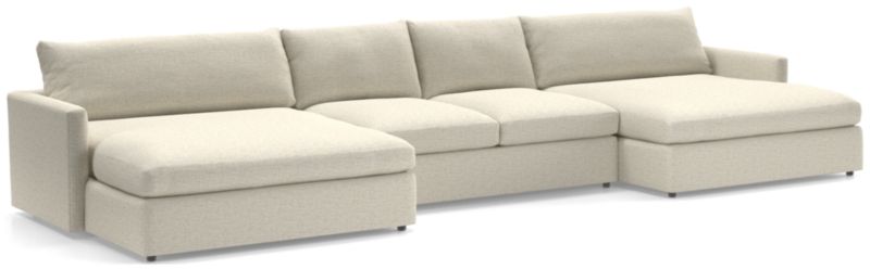 3 Piece Double Chaise Sectional Sofa, Sectional Sofa With Two Chaises