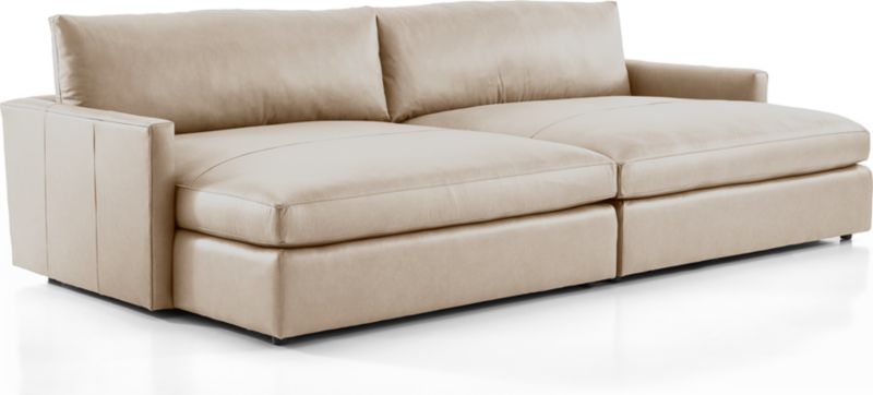 Lounge Deep Leather 2Piece Double Chaise Sectional Sofa Crate & Barrel