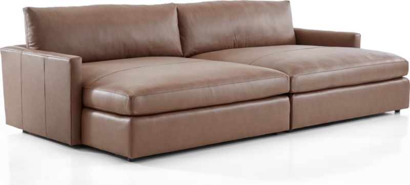 2 Piece Double Chaise Sectional Sofa, Double Leather Chaise
