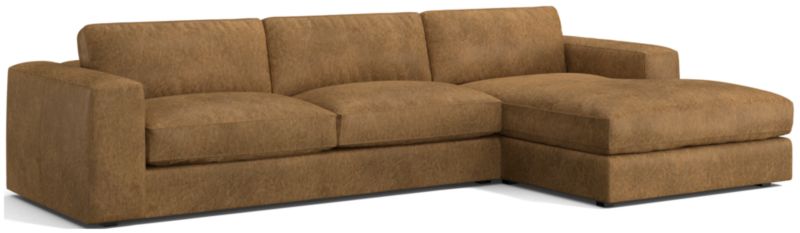 Oceanside Low Leather 2-Piece Right-Arm Chaise Sectional Sofa - image 0 of 10