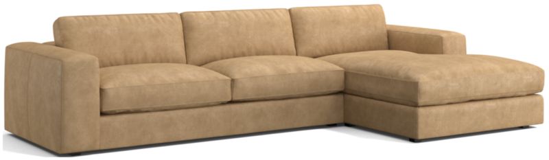 Oceanside Low Leather 2-Piece Right-Arm Chaise Sectional Sofa - image 0 of 10