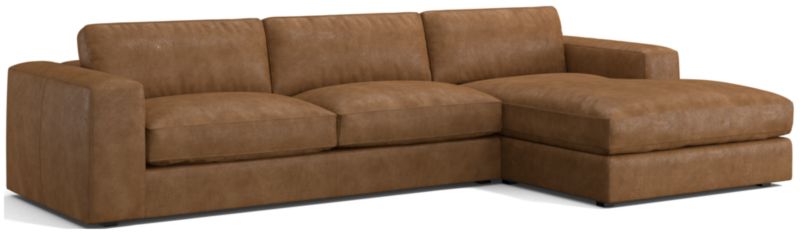 Oceanside Low Leather 2-Piece Right-Arm Chaise Sectional Sofa - image 0 of 10