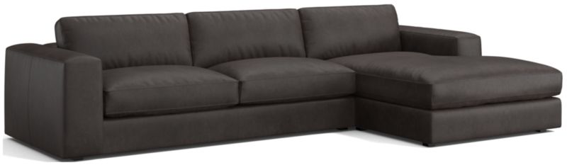 Oceanside Low Leather 2-Piece Right-Arm Chaise Sectional Sofa - image 0 of 11