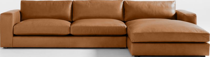 Oceanside Low Leather 2-Piece Right-Arm Chaise Sectional Sofa - image 0 of 11