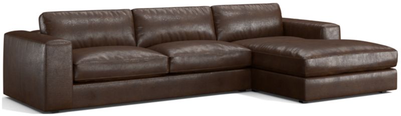 Oceanside Low Leather 2-Piece Right-Arm Chaise Sectional Sofa - image 0 of 12