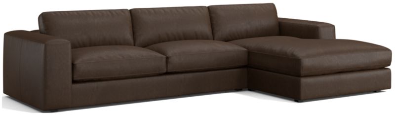 Oceanside Low Leather 2-Piece Right-Arm Chaise Sectional Sofa - image 0 of 10