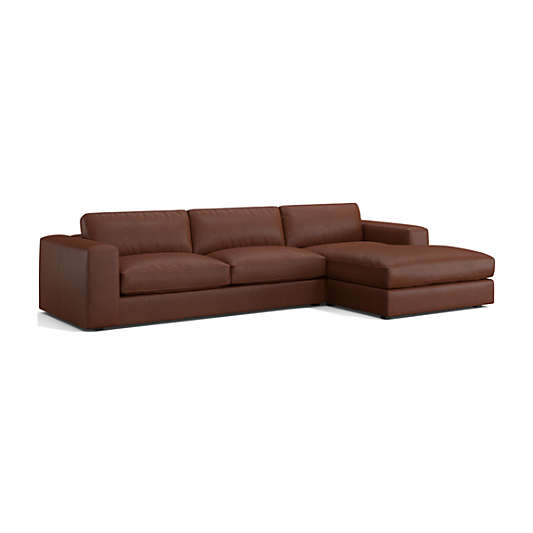 Oceanside Low Leather 2-Piece Right-Arm Chaise Sectional Sofa