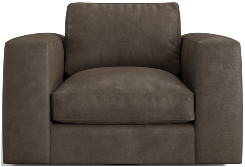 Oceanside Low Leather Wide-Arm Swivel Chair - image 0 of 7