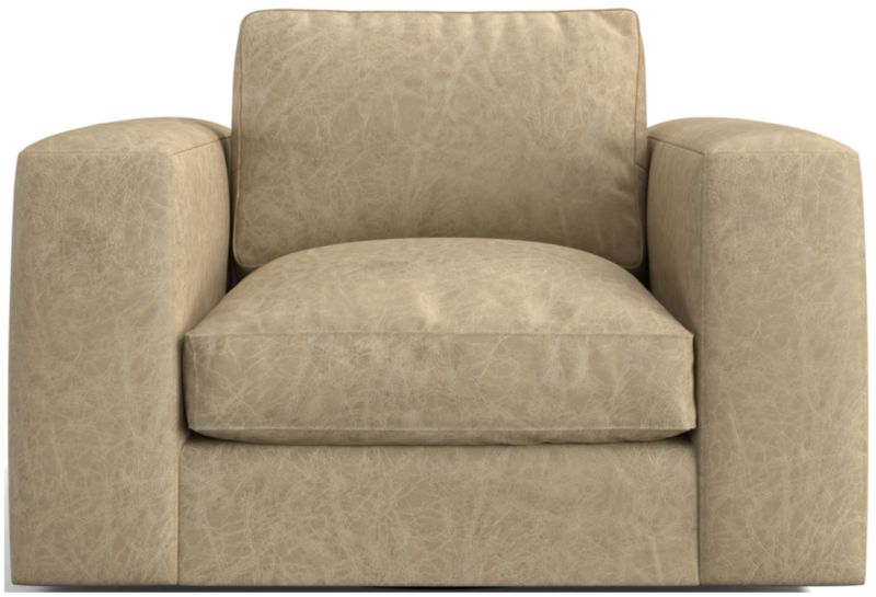 Oceanside Low Leather Wide-Arm Swivel Chair - image 0 of 7