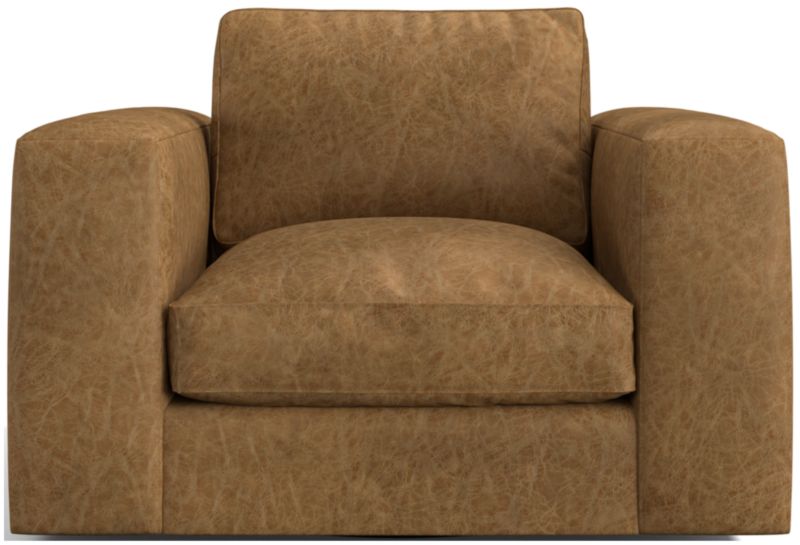 Oceanside Low Leather Wide-Arm Swivel Chair - image 0 of 7