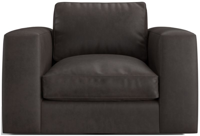 Oceanside Low Leather Wide-Arm Swivel Chair - image 0 of 8