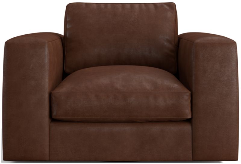 Oceanside Low Leather Wide-Arm Swivel Chair - image 0 of 7