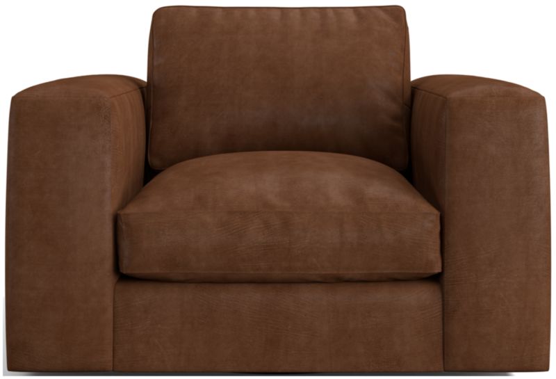 Oceanside Low Leather Wide-Arm Swivel Chair - image 0 of 7