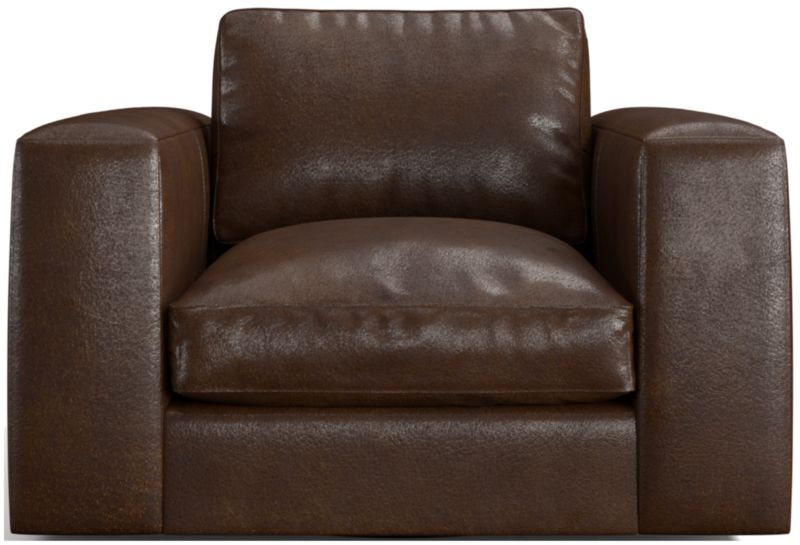 Oceanside Low Leather Wide-Arm Swivel Chair - image 0 of 7