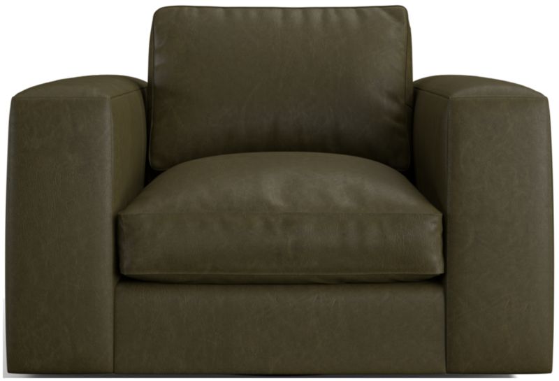 Oceanside Low Leather Wide-Arm Swivel Chair - image 0 of 7