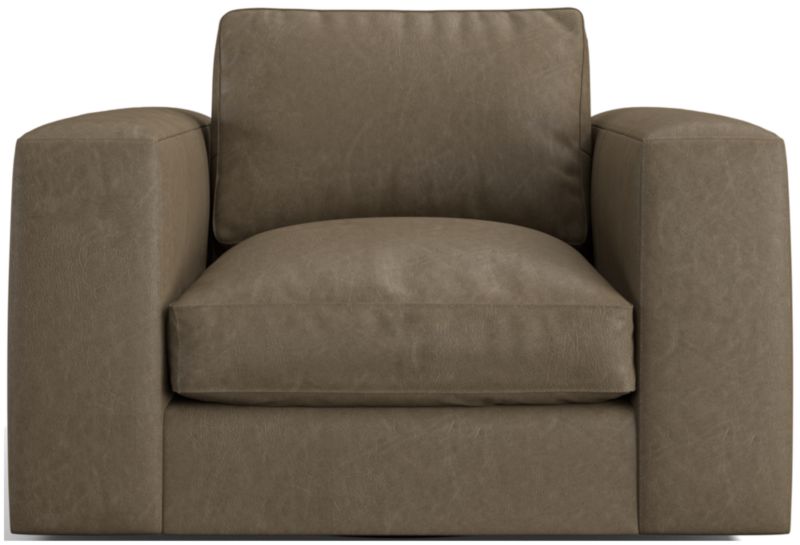 Oceanside Low Leather Wide-Arm Swivel Chair - image 0 of 7