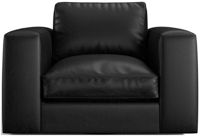 Oceanside Low Leather Wide-Arm Swivel Chair - image 0 of 7