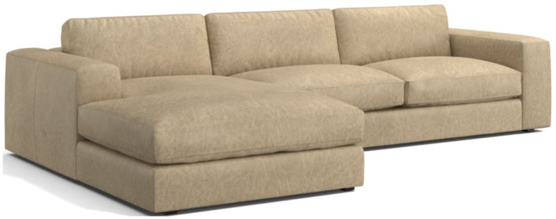 Oceanside Low Leather 2-Piece Deep-Seat Left-Arm Chaise Sectional Sofa - image 0 of 10