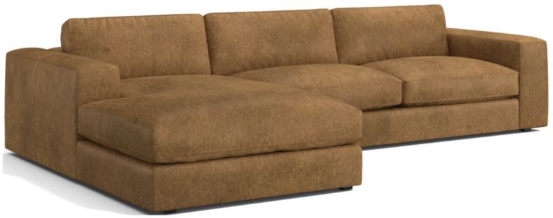 Oceanside Low Leather 2-Piece Deep-Seat Left-Arm Chaise Sectional Sofa - image 0 of 10