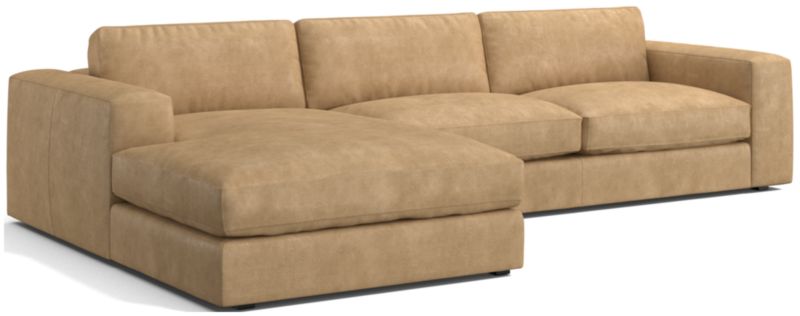 Oceanside Low Leather 2-Piece Deep-Seat Left-Arm Chaise Sectional Sofa - image 0 of 10