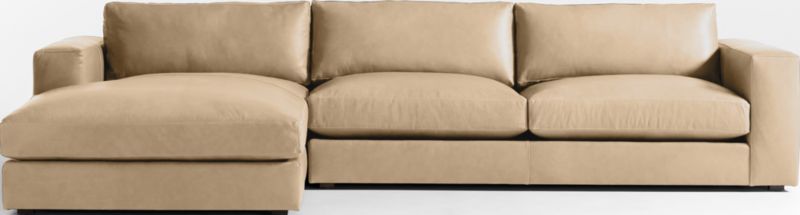 Oceanside Low Leather 2-Piece Deep-Seat Left-Arm Chaise Sectional Sofa - image 0 of 11