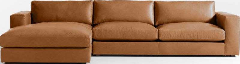 Oceanside Low Leather 2-Piece Deep-Seat Left-Arm Chaise Sectional Sofa - image 0 of 11