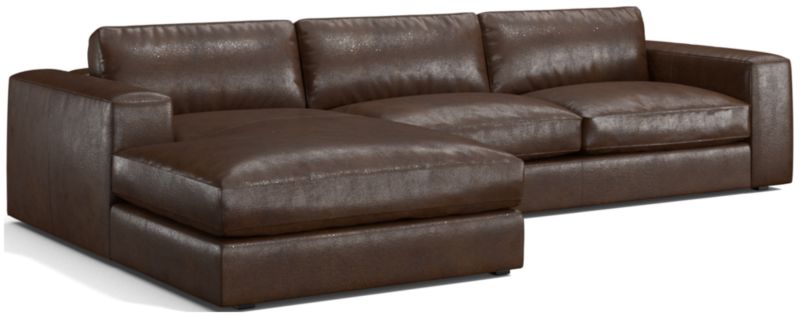 Oceanside Low Leather 2-Piece Deep-Seat Left-Arm Chaise Sectional Sofa - image 0 of 11