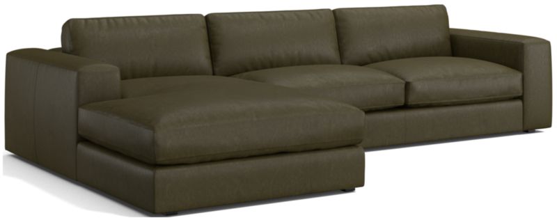 Oceanside Low Leather 2-Piece Deep-Seat Left-Arm Chaise Sectional Sofa - image 0 of 10