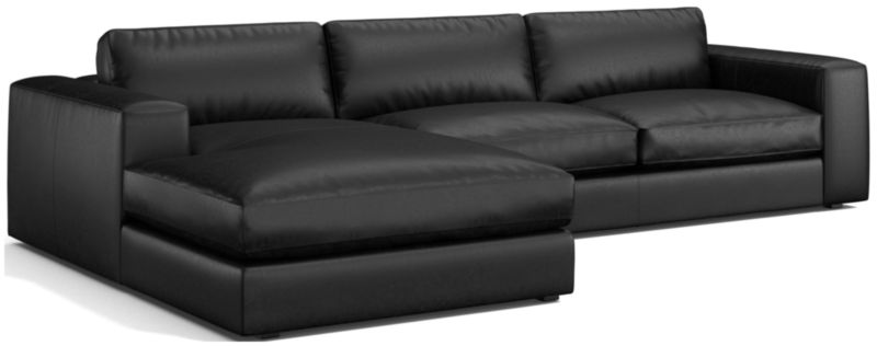 Oceanside Low Leather 2-Piece Deep-Seat Left-Arm Chaise Sectional Sofa - image 0 of 10