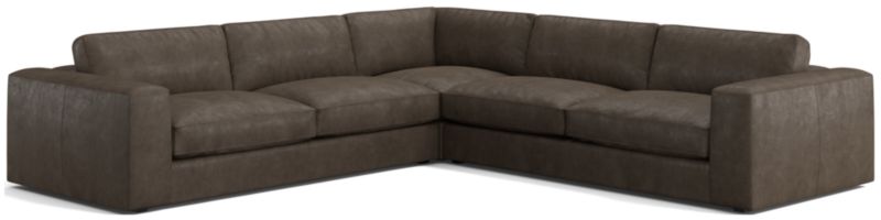 Oceanside Low Leather 3-Piece Deep-Seat L-Shaped Sectional Sofa - image 0 of 9